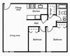 2 Bedroom 1 Bath Floor Plan 2 Bedroom 1 Bath Floor Plan at The Montecito, Colorado Springs, 80916